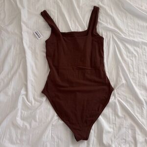 BRAND NEW Brown Square Neck Bodysuit